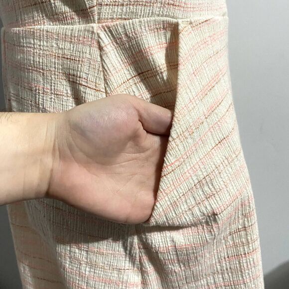 Loft‎ White Pink Stripe Criss Cross Back Mini Dress Tweed Balletcore Size 8 - Picture 7 of 11